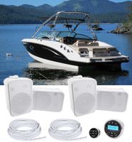 Rockville RGHR2 Marine Gauge Receiver w/Bluetooth+Remote+(4) 6.5" Boat Speakers