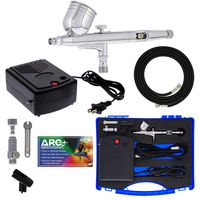 Master Airbrush Airbrushing System Kit with a G23 Multi-Purpose Gravity Feed Dual-Action Airbrush with 1/3oz. Cup and 0.3mm Tip, Mini Air Compressor, Hose, Storage Case, How-to-Airbrush ARC Link Card