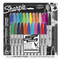 Sharpie Permanent Markers, Fine Point, Alex Morgan Special Edition, Assorted Electro Pop Colors, 24 Count
