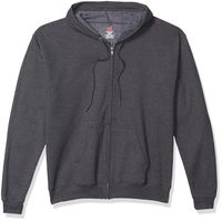 Hanes Men's EcoSmart Fleece Full Zip Hooded Jacket, Charcoal Heather, Small