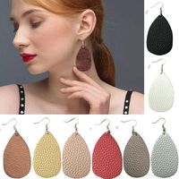 monochef Leather Earrings Lightweight Faux Leather Leaf Dangle Earrings Teardrop Earrings Antique Handmade Earrings for Women Gift, 8 Pairs