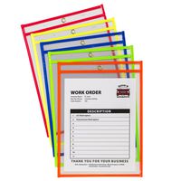 C-Line Neon Stitched Shop Ticket Holders, Assorted Neon Colors, 9 x 12 Inches, 10 per Pack (43920)