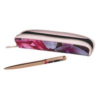 Ted Baker ATED422 Splendor Ballpoint Slim Pen and Stylus In Floral Zip Storage Case, Gold