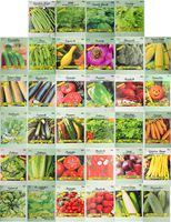 Set of 34 Pack Vegetable & Herb Seeds 34 Varieties Create a Deluxe Garden All Seeds are Heirloom, 100% Non-GMO! by Black Duck Brand 34 Different Varieties