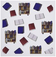 3dRose print of adorable library cart and books repeat pattern - Greeting Cards, 6 x 6 inches, set of 12 (gc_182556_2)