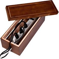 Wooden Cable Management Box - Convenient Cord Organizer & Wire Hider - Under Desk Storage for USB Cables, PC & TV Cords - Power Strip & Surge Protector Cover with 10 Tie Wraps