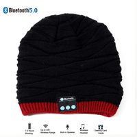 Make Your Life Bluetooth Beanie Music Gift Hat Cap with Removable Wireless Headset Headphone Earphone Speaker Mic for Outdoor Skiing Snowboard Running Music Tech Birthday Valentine's Gift (Black&red)