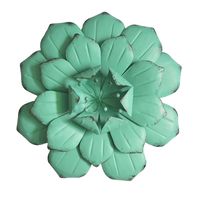 GIFTME 5 Turquoise Flower Metal Wall Decorations for Living Room(13X2.5 inch)