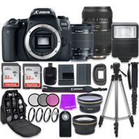Canon EOS 77D 24.2 MP Digital SLR Camera with Wi-Fi & Bluetooth + Canon EF-S 18-55mm is STM Lens + Tamron Zoom 70-300mm f/4-5.6 Lens + Accessory Bundle