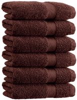 White Classic Luxury Hand Towels | Cotton Hotel spa Bathroom Towel | 16x30 | 6 Pack | Brown