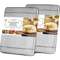 Cooling, Baking & Roasting Wire Racks for Sheet Pans - 100% Stainless Steel Metal Racks for Cooking - Dishwasher Safe, Rust Resistant, Heavy Duty (10" x 14.75" - Set of 2)