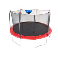 Skywalker Trampolines 15-Foot Jump N' Dunk Trampoline with Enclosure Net - Basketball Trampoline, Red