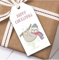 Cute Sloth Christmas Gift Tags (Present Favor Labels)