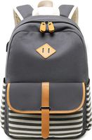 Travel Laptop Backpacks Womens Girls College School Backpack with USB Charger Port and over Luggage Trolley Sleeve (Grey)