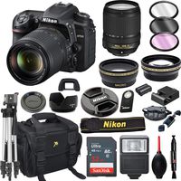 Nikon D7500 DSLR Camera with 18-140mm VR Lens + 32GB Card, Tripod, Flash, and More (20pc Bundle)