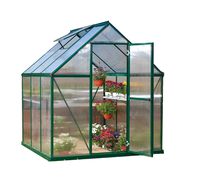 Palram HG5006G Mythos Hobby Greenhouse, 6' x 6' x 7', Forest Green
