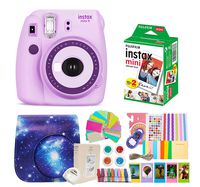 Fujifilm Instax Mini 9 Camera + Fujifilm Instax Mini Camera + Camera Instax Mini 9 Purple+ Instax Mini 9 Case + Instax Accessories Kit Bundle, Instant Camera Gift Sets - Light Purple