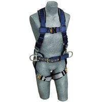 3M DBI-SALA ExoFit 1108501 Construction Harness, Back D-Ring, Sewn-In Back Pad & Belt w/Side D-Rings, Quick-Connect Buckles, Medium, Blue/Gray