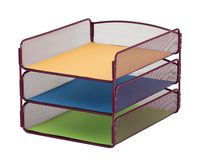 Safco Products Onyx Mesh 3 Tray Desktop Organizer 3271WE, Wine Powder Coat Finish, Durable Steel Mesh Construction
