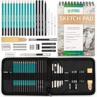 XL Drawing Set - Sketching, Graphite and Charcoal Pencils. Includes 100 Page Drawing Pad, Kneaded Eraser, Blending Stump. Art Kit and Supplies for Kids, Teens and Adults.