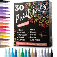 Acrylic Paint Pens for Rock, Stone, Ceramic, Glass, Mugs, Wood, Metal, Fabric, Canvas (30 Pack) 28 Assorted Colors + Extra Black & White Paint Markers. Extra Fine Tip 0.7mm