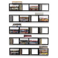 Wall Mount 34 Inch Media Storage Rack CD DVD Organizer Metal Floating Shelf Set of 5 Black
