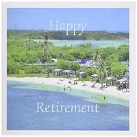 3dRose Set of 12 Greeting Cards, Print of Beautiful Florida Keys Beach with Happy Retirement (gc_182471_2)