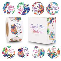 RipDesigns - 1.5 Inch Animal Thank You Stickers - 500 Stickers Per Roll - 8 Designs (Set 1)