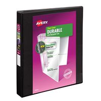 Avery Durable View Binder, 1" Slant Rings, 220-Sheet Capacity, DuraHinge, Black, Case Pack of 12 (17011)