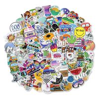 Flyzoo100Pcs Cool Random Stickers, Vinyl Skateboard Sticker, Laptop Snowboard Guitar Car Motorcycle Bicycle Luggage Waterproof Graffiti Decals, Gift for Teens, Girls