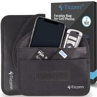 TICONN Faraday Bag for Cell Phone (2 Pack), GPS RFID Signal Blocking Bag, Shielding Pouch Wallet Phone Case (Black)