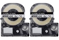 2-Pack Compatible LC-5TBN9（LK-5TBN9) Label Tape for Labelworks Label Tape Cartridge LW-400 LW-600P,18MM(0.7 inch) X26.2ft,Black on Clear