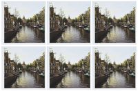 3dRose The sun setting over the unique buildings of Amsterdam - Greeting Cards, 6 x 6 inches, set of 6 (gc_38331_1)