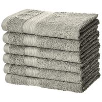 AmazonBasics Fade-Resistant Cotton Hand Towel - Pack of 6, Grey