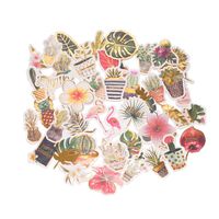 STICON Cute Tropical Rain Forest, Succulent Plants and Cactus, Flamingo Stickers for Laptop, Scrapbook, Kid Craft (48 Pieces)