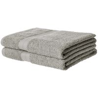 AmazonBasics Fade-Resistant Cotton Bath Towel - Pack of 2, Grey