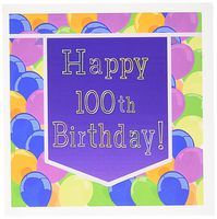 3dRose Greeting Cards, Purple Banner Happy 100th Birthday, 6 x 6 Inches, Balloons (gc_173071_2)