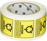 Brady SL-3 Removable Paper Static Awareness Labels , Black On Yellow,  2.000" x 2.000" (50.800 Mm x 50.800 Mm),  Legend "Caution Sensitive Electronic Devices.. (MIL Std. 129J Symbol)"  (500 Labels per Roll, 1 Roll per Package)