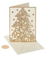 Papyrus Christmas Cards Boxed, Gold Glitter Holiday Chrismtas Tree (8-Count)