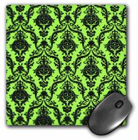 3dRose LLC 8 x 8 x 0.25 Inches Mouse Pad, Black Formal with Lime Green (mp_40791_1)