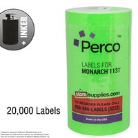 Flou. Green Pricing Labels for Monarch 1131 Price Gun - 1 Sleeve, 20,000 Price Gun Labels - with Bonus Ink Roll