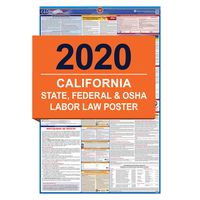 CA Labor Law Poster, 2020 Edition - State, Federal and OSHA Compliant Laminated Poster (California, English)
