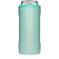 BrüMate Hopsulator Slim Double-walled Stainless Steel Insulated Can Cooler for 12 Oz Slim Cans (Glitter Aqua)
