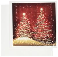 3dRose Elegant Christmas Sparkling Trees Red Greeting Cards, Set of 12 (gc_35705_2)