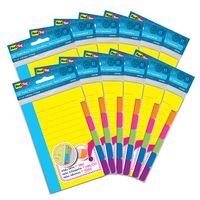 Redi-Tag Divider Sticky Notes, Tabbed Self-Stick Lined Note Pad, 60 Ruled Notes per Pack, 4 x 6 Inches, Assorted Neon Colors, 12 Pack (29512)