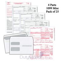 1099 misc Forms 2019, 4 Part Laser Tax Forms Kit for 25 Vendors and Self-Seal Envelopes, Pack of Federal/State Copy's, 1096's -Great for QuickBooks and Accounting Software, 2019 1099 MISC