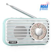 Retro Radio, Vintage Bluetooth Speaker, Portable AM FM Weather Radio with Best Reception, Rechargeable Battery, Headphone Jack, USB/TF/AUX Player, Loud Volume for Home, Office, Kitchen (Blue)