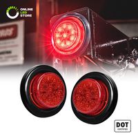 2pc 2" Red Round Trailer LED Marker Lights [DOT Approved] [Reflector Lens][10 LED] [Grommet] [Flush-Mount] [Waterproof IP67] Marker Lights for Trailer Truck