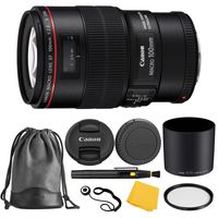 Canon EF 100mm f/2.8L IS USM Macro Lens + UV Filter + Collapsible Rubber Lens Hood + Lens Cleaning Pen + Lens Cap Keeper + Cleaning Cloth - 100mm Macro IS USM 2.8L - International Version (No Warranty