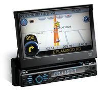 BOSS Audio Systems BV9980NV Single-DIN 7 Inch Motorized Touchscreen DVD Player Receiver GPS Navigation, Bluetooth, Detachable Front Panel, Wireless Remote